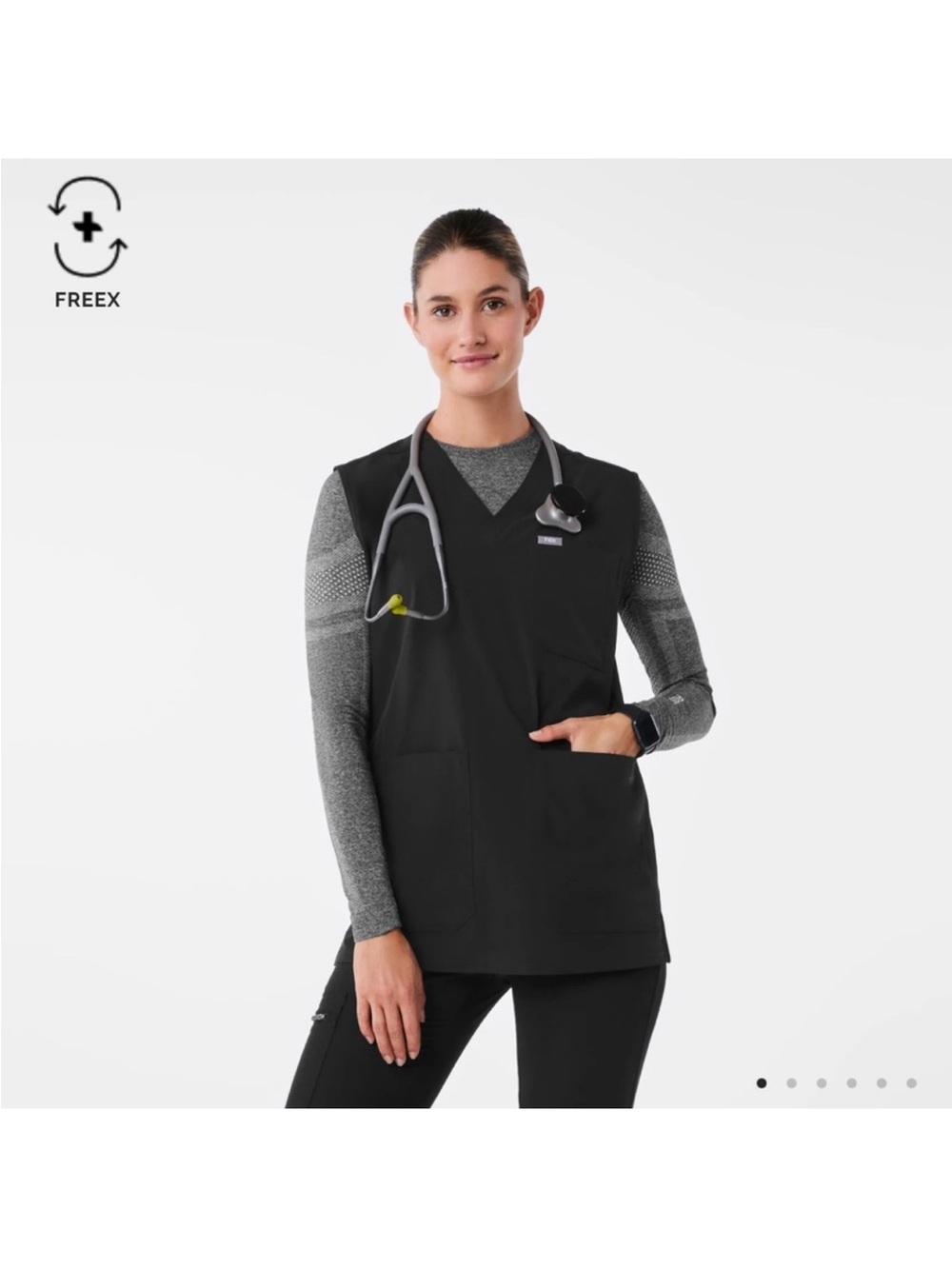 Figs Black V-Neck Scrub Tunic